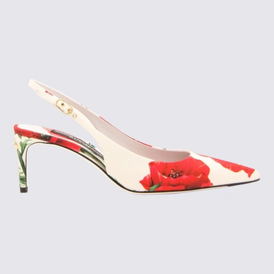 Dolce & Gabbana Floral Cotton Slingback Pumps In Printed Poppy