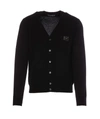 Dolce & Gabbana Logo Plaque Ribbed Cardigan In Black