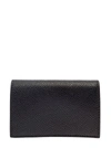 THOM BROWNE DOUBLE CARD HOLDER IN PEBBLE GRAIN LEATHER