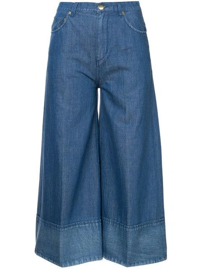 Co Denim Wide-leg Cropped Trousers, Blue