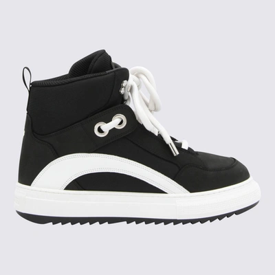 DSQUARED2 DSQUARED2 BLACK SUEDE AND WHITE CANVAS SNEAKERS
