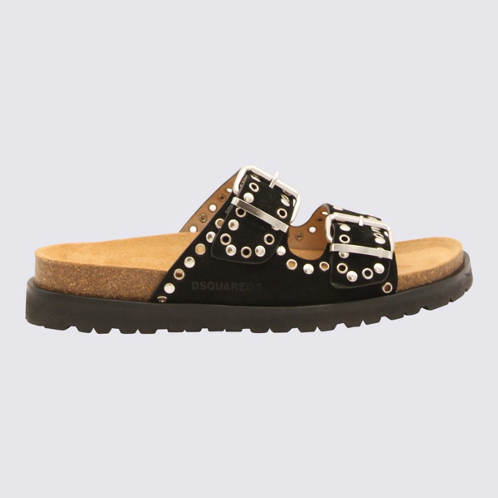 サンダル DSQUARED2 BLACK SUEDE DUBLE BUCKLE SANDALS 68173263_4?w=1024