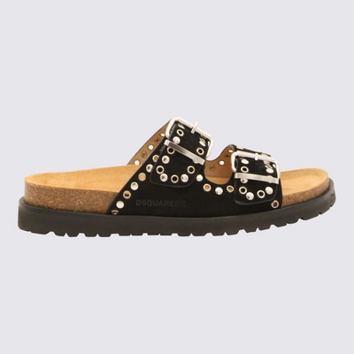 Dsquared2 Black Suede Duble Buckle Sandals