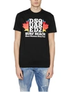 Dsquared2 Cotton Crew-neck T-shirt With Frontal Maxi Print In Black
