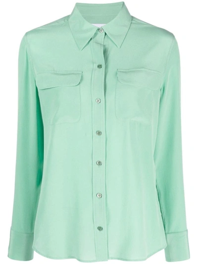 Equipment Slim Signature Shirt In Misty Jade In Verde