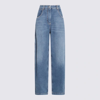 Etro Logo-appliqué Wide-leg Jeans In Blue