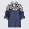 Etro Silk Twill Short Sleeves Classic Shirt In Blue