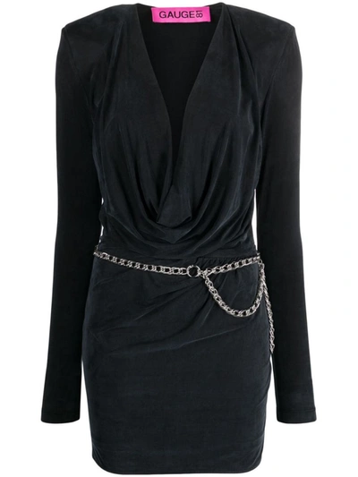Gauge81 V-neck Long-sleeve Dress In Black  