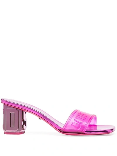 Gcds Metallic Logo Mules In Fuchsia