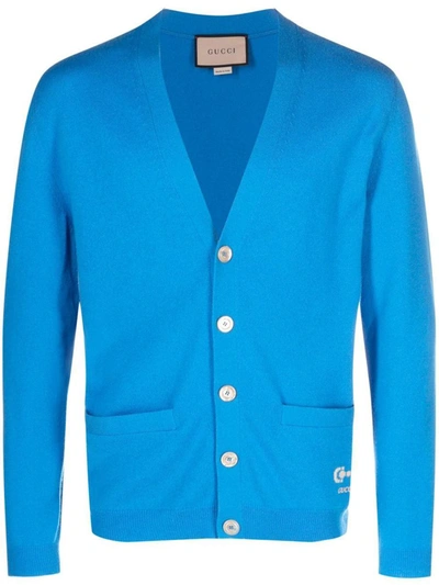 Gucci Cashmere V-neck Cardigan In Blue