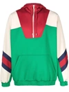 Gucci Color-block Half-zip Hooded Sweatshirt In Green