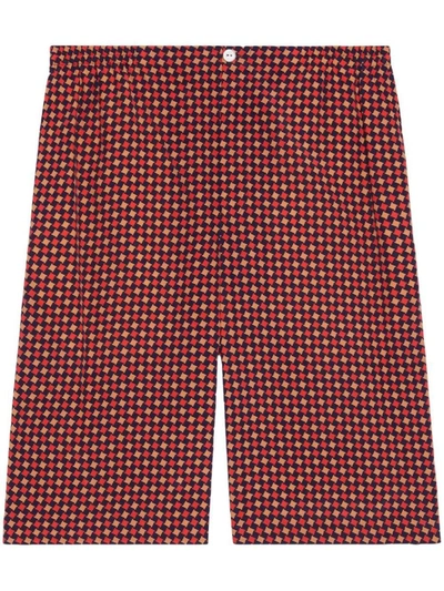 Gucci Shorts Mit Hahnentrittmuster In Red