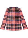 Gucci Checked Wool Stretch Blazer With Golden-effect Buttons In Black