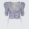 Isabel Marant Étoile Galaor Puff Sleeve Cotton Crop Top In Blue