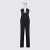 Simkhai Jonathan  Black Gala Jumpsuit In <p>black Gala Jumpsuit From  Featuring Plissé Effect, Cut-out Detailing, Halterneck Tie Faste