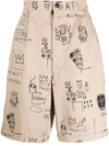 Junya Watanabe Man Jean-michel Basquiat Chino Shorts In Beige