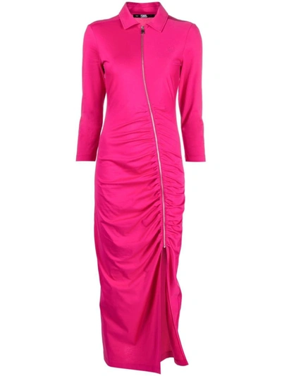 Karl Lagerfeld Jersey Shirt Dress In Pink