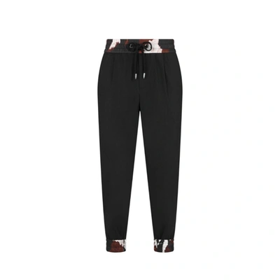 Dolce & Gabbana Wool Printed Pants In Black