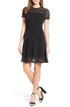 MICHAEL MICHAEL KORS MESH COMBO FIT & FLARE DRESS,MS78WTB65N