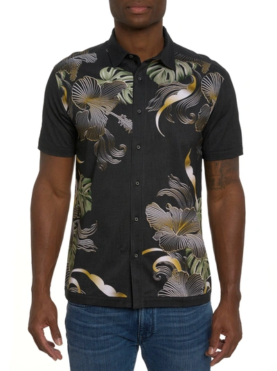 Robert Graham Men's Odessy Tropical Fauna Knit Sport Shirt In Black