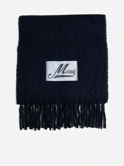 Marni Alpaca-blend Scarf In Blu Black