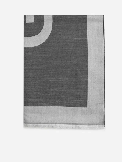 Givenchy Logo Woven Silk-wool Scarf In Charcoal