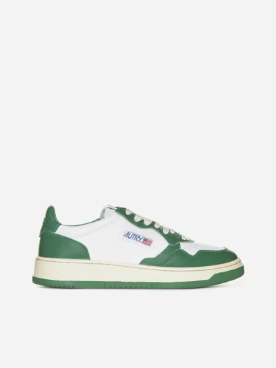 Autry Medalist Low Leather Sneakers In White,green