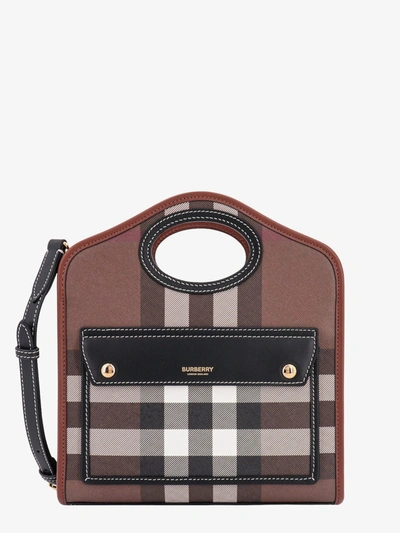 Burberry Check-patterned Mini Tote Bag In Brown