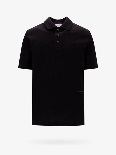 Ferragamo Short-sleeved Cotton Polo Shirt In Black