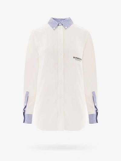 Burberry Silk Stripe Detail Shirt In White