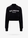 Balmain Logo Printed Cropped Sweatshirt In Black