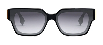 Fendi Fe40099f 01b Square Sunglasses In Grey