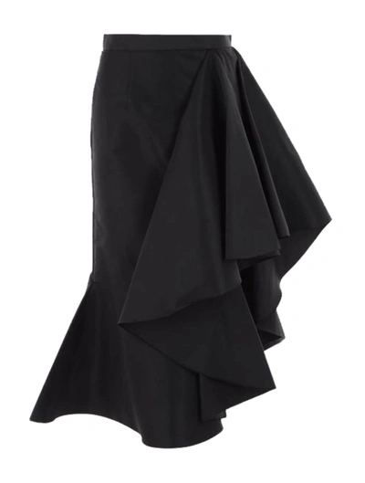 Alexander Mcqueen Asymmetric Skirt In Polyfaille In Black