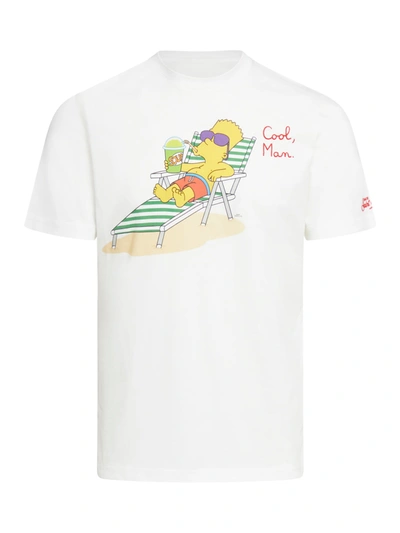 Mc2 Saint Barth Cotton T-shirt With Bart Simpson Print In White