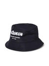 Alexander Mcqueen Black Bucket Hat With Tonal Graffiti Logo In Polyester In Black2