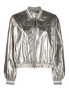 Brunello Cucinelli Metallic-finish Bomber Jacket In Metallic