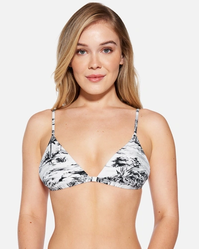 Inmocean Women's Hawaiiana Tie Front Bralette Bikini Top In Black,white