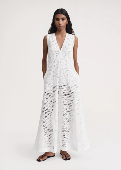 Totême Broderie Anglaise Cotton Maxi Dress In White