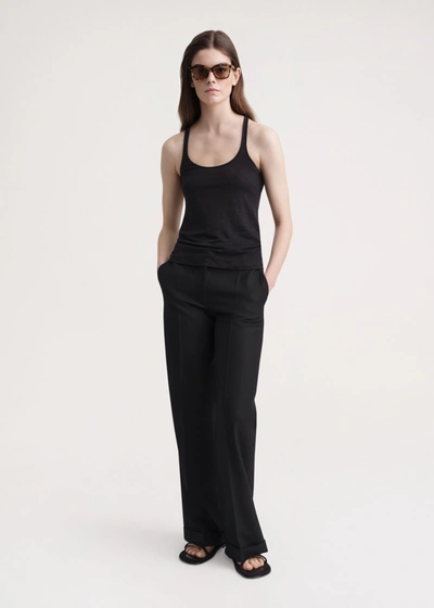 Totême Scoop-neck Linen Tank Top Black