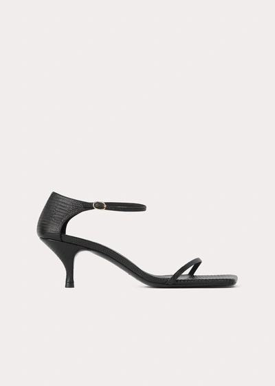 Totême The Strappy Lizard-effect Leather Sandals In Black