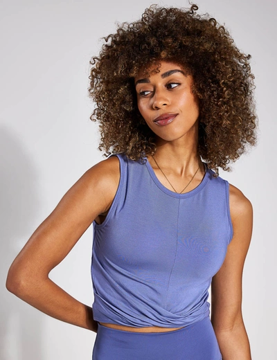 Alo Yoga Cover Twist-front Cropped Tank In Blue