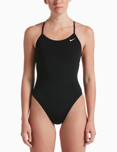 Nike Swim Patterned Details One Piece Swimsuit In Black