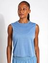 Varley Page Seamless Knit Crop Tank In Blue