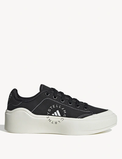 Adidas By Stella Mccartney Black Court Sneakers In Black White