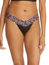 Hanky Panky Supima Cotton Low Rise Thong With Lace Trim In Black