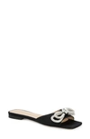 MACH & MACH DOUBLE CRYSTAL BOW SQUARE TOE SLIDE SANDAL