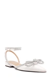 Mach&mach Double Crystal Bow Pointed Toe Flat In White