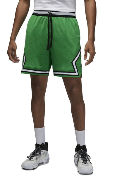 Jordan Dri-fit Essential Diamond Mesh Basketball Shorts In Lucky Green/ White/ Black