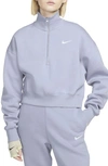 Nike Women's  Sportswear Phoenix Fleece Oversized 1/2-zip Crop Sweatshirt In Indigo Haze/ Sail