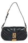 Versace Mini Greca Goddess Quilted Leather Shoulder Bag In Black